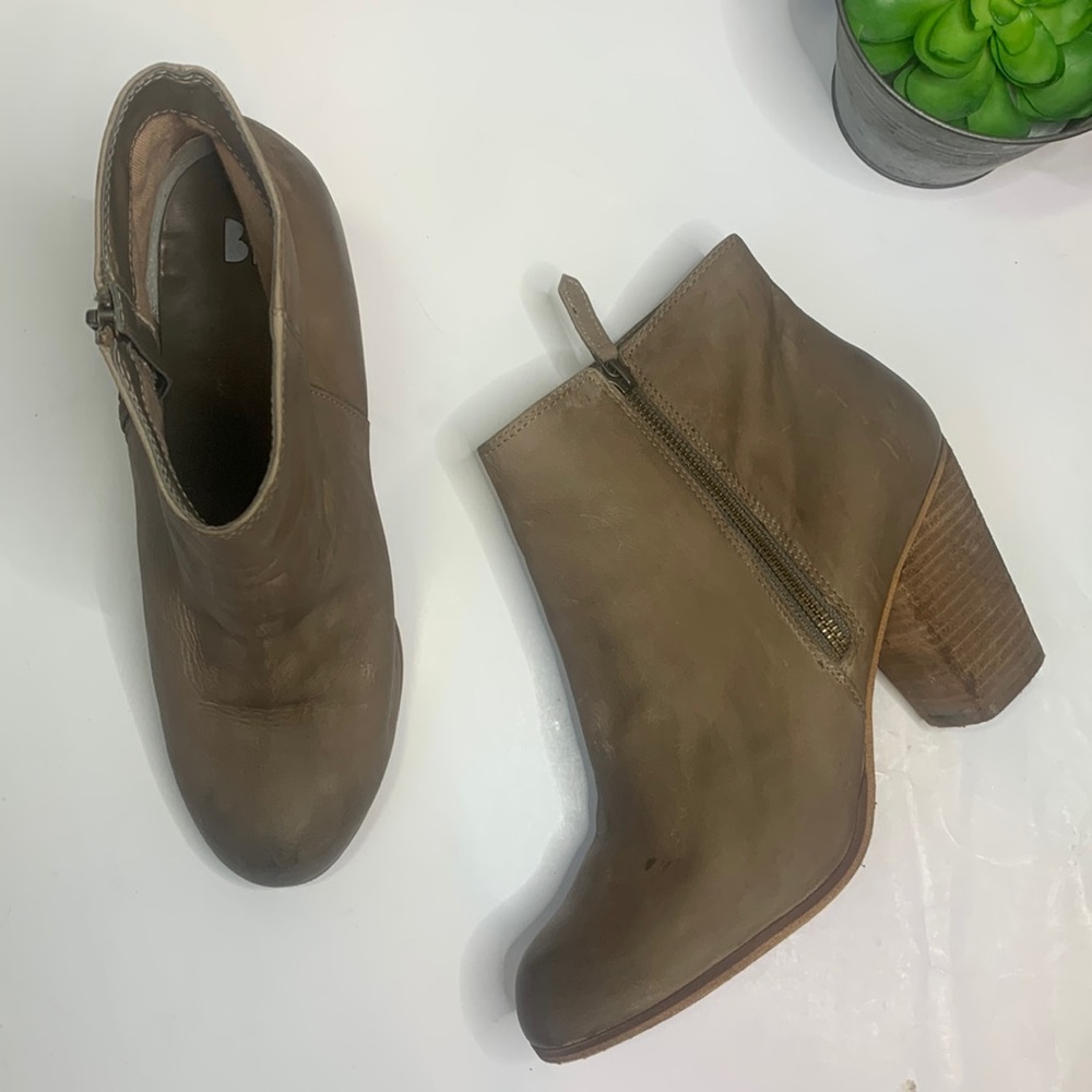 BP Women's Taupe Trolley Bootie Leather Heels Boots S-042 Size 11